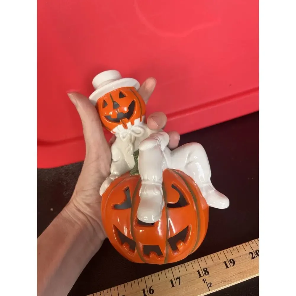 Midwest Importers Jack-O’-Lantern Tuxedo Halloween Decor VTG Display Ceramic ￼